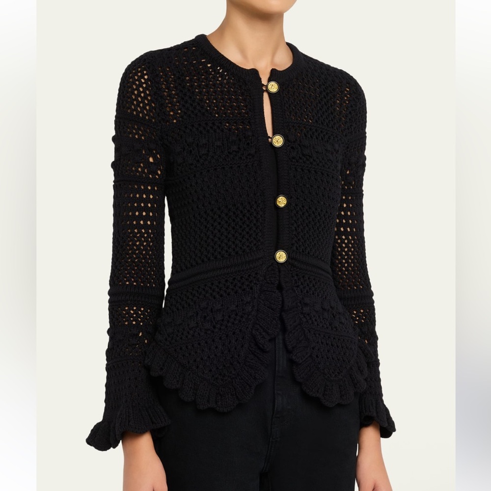 L'Agence Kiva Black Crochet Cardigan NWOT - Picture 2 of 10